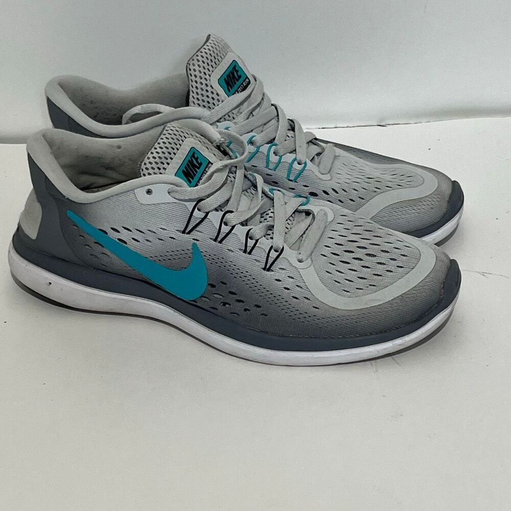 Nike Flex 2017 RN Running Shoes Wolf Grey Chlorine Blue 898476-007 Mens‎ 7.5